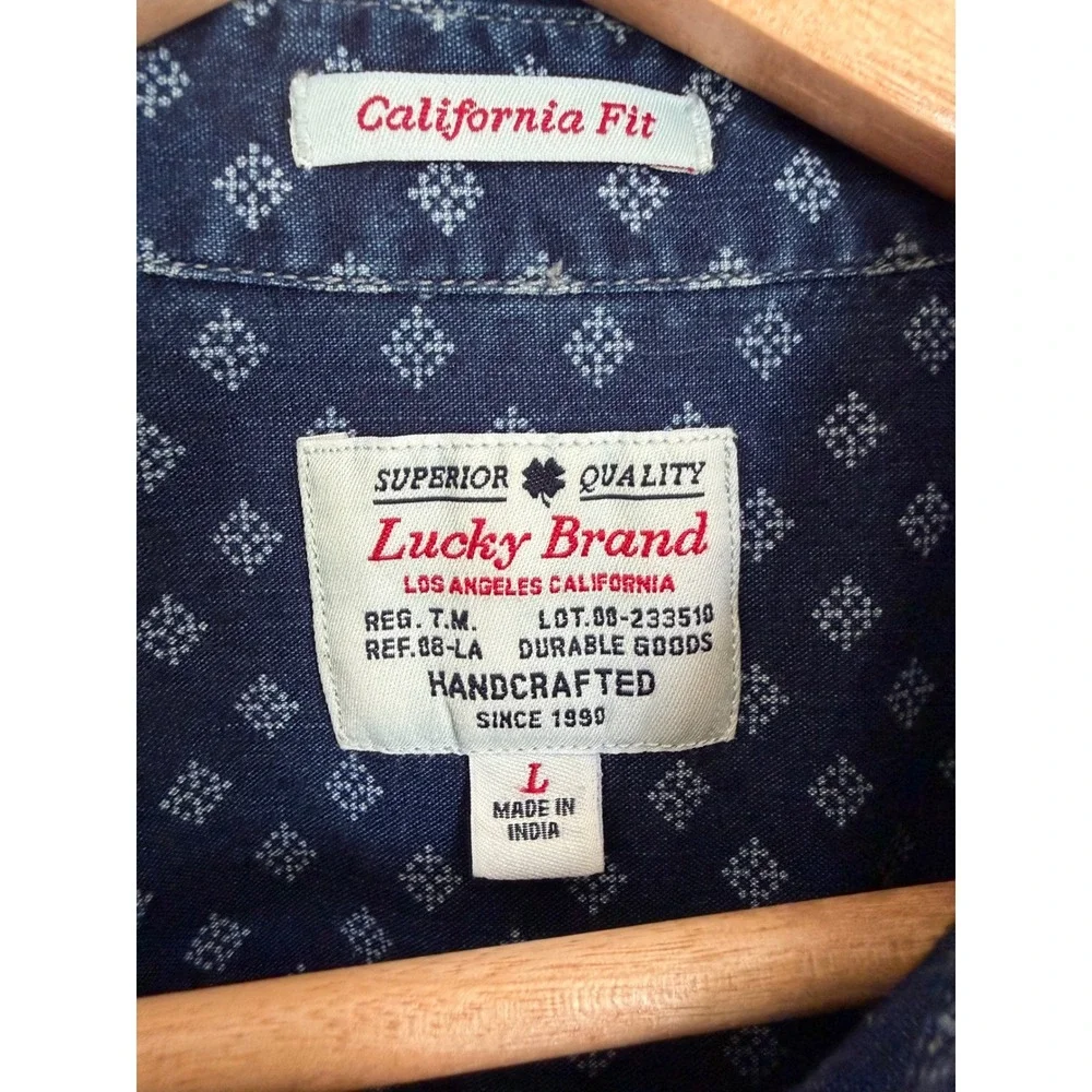 Lucky Brand Mens California Fit Vintage Print Short Sleeve Casual Summer Shirt L